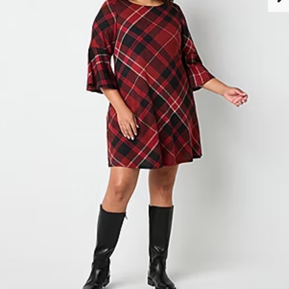 JH Hessica Howard Plaid Dress Sz XL - Picture 2 of 8